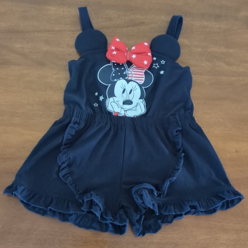 Toddler Girls' Disney Minnie Mouse Americana Romper, Size 3T - Blue - Red - EUC